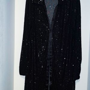Fashion Nova 3X Black Sequin Long Sleeve Dress With BUTTONS